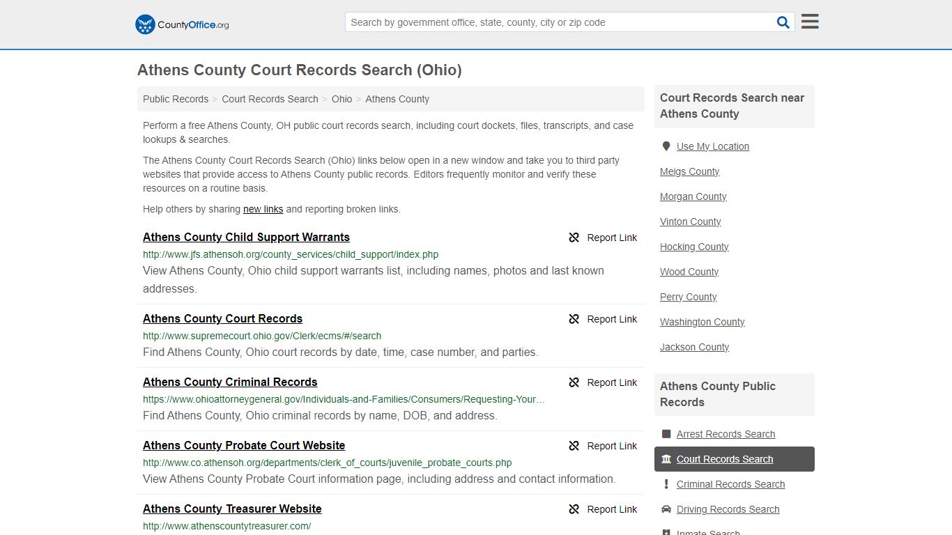 Athens County Court Records Search (Ohio) - County Office